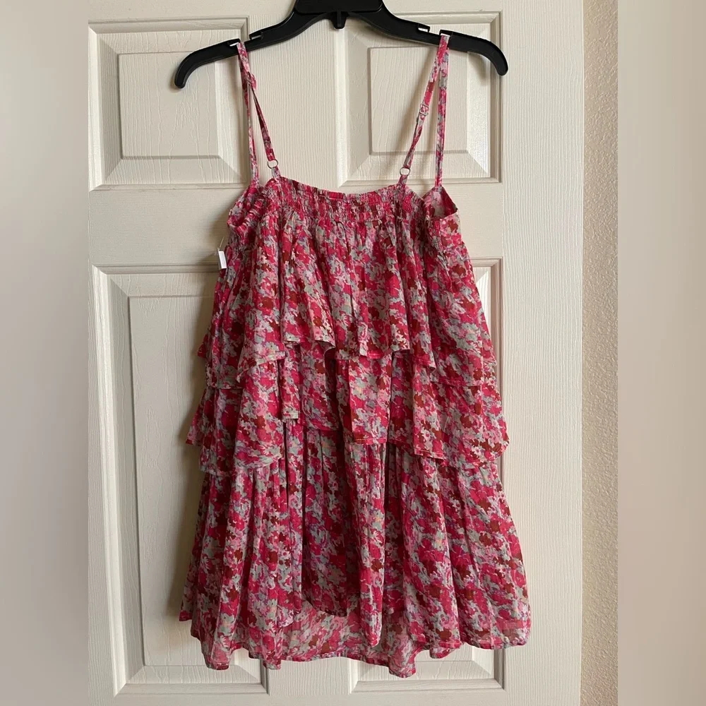 FP One Pink Floral Ruffle Top Large - Picture 5 of 7